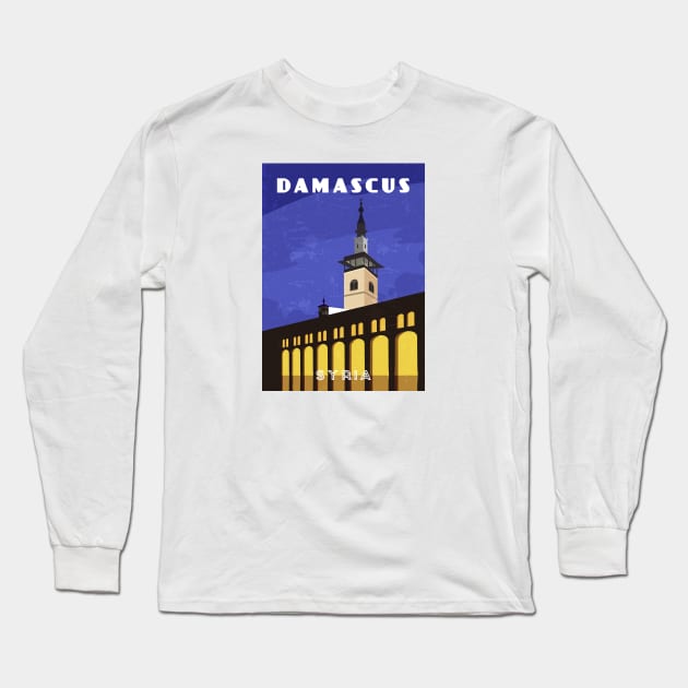 Damascus, Syria.Retro travel poster Long Sleeve T-Shirt by GreekTavern